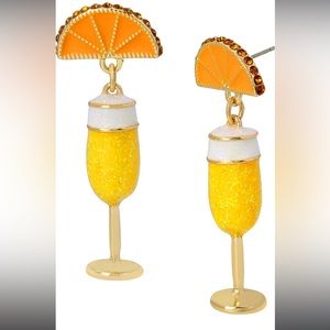 Betsey Johnson Mimosa Orange Champagne Drop Earrings New